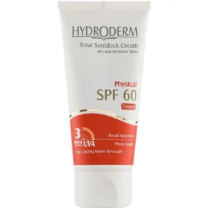 کرم ضد آفتاب رنگی هیدرودرم با SPF60 مناسب پوست خشک و حساس حجم 50 میلی لیتر