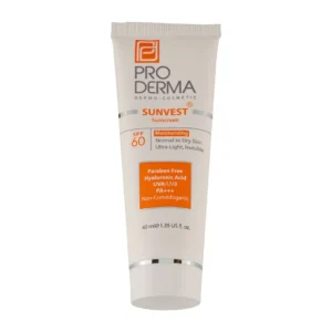 کرم ضد آفتاب بی رنگ پرودرما با SPF60 مناسب پوست خشک حجم 40 میلی لیتر