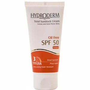 کرم ضد آفتاب رنگی هیدرودرم با SPF50 مناسب انواع پوست حجم 50 میلی لیتر