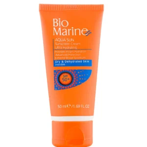 کرم ضد آفتاب رطوبت رسان بی رنگ بایو مارین با SPF50 مناسب پوست خشک حجم 50 میلی لیتر