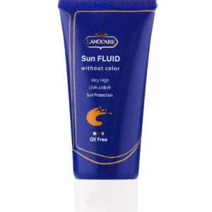 فلوئید ضد آفتاب بی رنگ لانوکر با SPF50 مناسب انواع پوست حجم 50 میلی لیتر