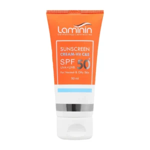 کرم ضد آفتاب بی رنگ لامینین با SPF50 مناسب پوست چرب حجم 50 میلی لیتر
