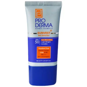 کرم ضد آفتاب بی رنگ پرودرما با SPF50 مناسب آقایان حجم 40 میلی لیتر