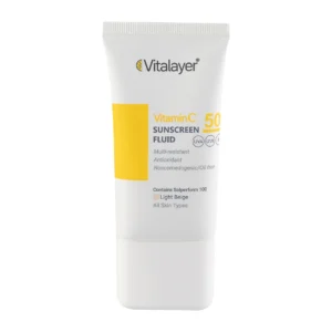 فلوئید ضد آفتاب رنگی ویتالیر مدل Vitamin C با SPF50 مناسب انواع پوست حجم 50 میلی لیتر