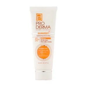 کرم ضد آفتاب و روشن کننده لک پوست بی رنگ SPF50 حجم 40 میلی لیتر پرودرما
