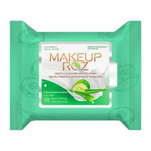 دستمال مرطوب آرایش پاک کن حاوی عصاره خیار و آلوئه ورا مناسب پوست های حساس بسته 25 عددی میکاپ رز