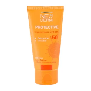 کرم ضد آفتاب بی رنگ نئودرم مدل SPF+50 مناسب پوست چرب حجم 50 میلی لیتر